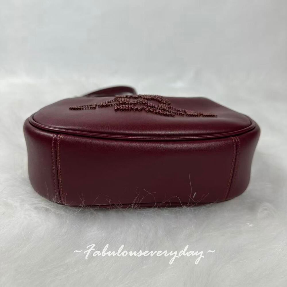 Coach Carmen Mini Crossbody Bag With Beaded Coach Graphic CCE60 Dark Wine NWT - Picture 7 of 9